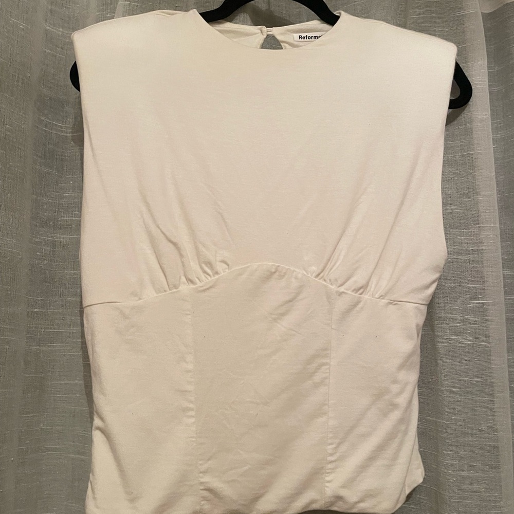 Reformation Cream Sleeveless Blouse